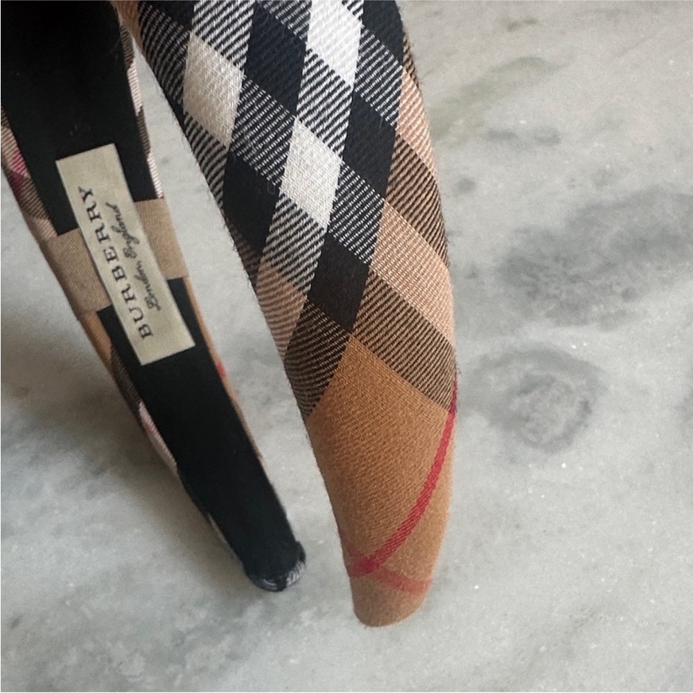 Burberry Beige and Black Checkered Headband - Picture 3 of 10